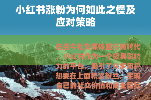 小红书涨粉为何如此之慢及应对策略