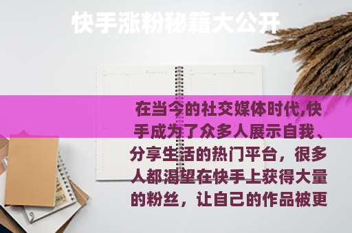 快手涨粉秘籍大公开 快手涨粉秘籍大公开