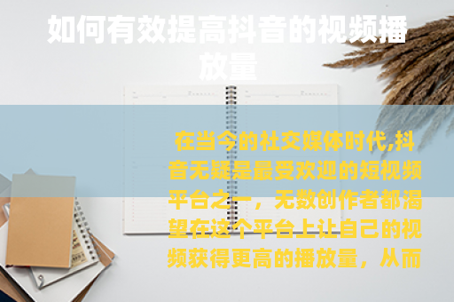 如何有效提高抖音的视频播放量