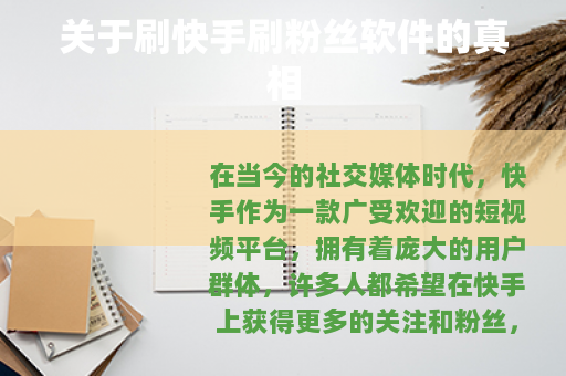 关于刷快手刷粉丝软件的真相