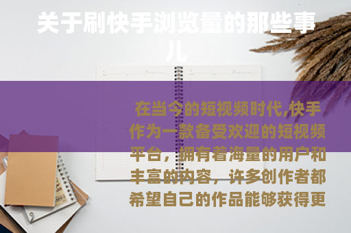 关于刷快手浏览量的那些事儿