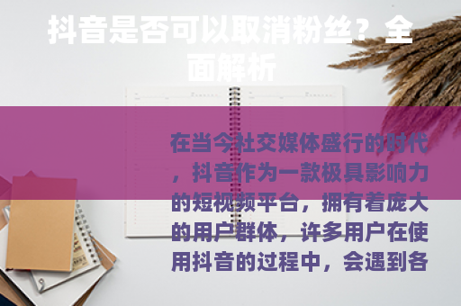抖音是否可以取消粉丝?全面解析