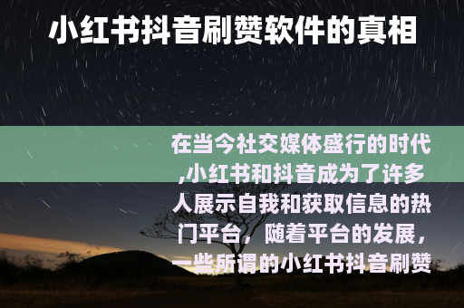 小红书抖音刷赞软件的真相