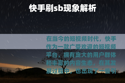 快手刷sb现象解析