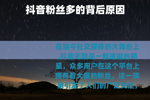 抖音粉丝多的背后原因
