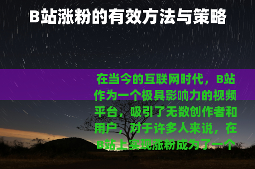 B站涨粉的有效方法与策略