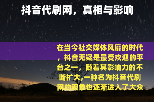抖音代刷网，真相与影响