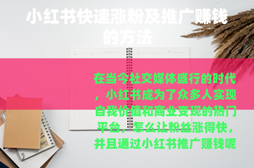 小红书快速涨粉及推广赚钱的方法